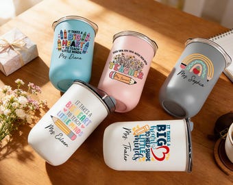 Bicchiere termico personalizzato per insegnanti da 295 ml, tazza da caffè con nome personalizzato, regalo di ringraziamento, regalo per apprezzamento degli insegnanti