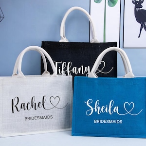 Personalized Burlap Bag with Names,Burlap Tote Bag,Beach Tote Bag,Bachelorette Party Favor,Bridesmaid Gifts Bag,Bridesmaid Proposal