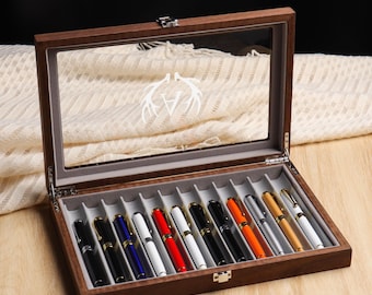 Spersonalizowany drewniany piórnik, uchwyt na pióro wieczne, pudełko ekspozycyjne na długopisy, prezent na powrót do szkoły, pudełko na długopisy dla uczniów, prezent dla mężczyzn, prezent dla miłośników długopisów