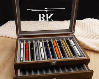 Personalized Wooden Pen Case, Fountain Pen Holder, Pen Display Box, Back to School Gift, Pen Box for Students, Gift for Men