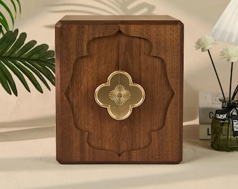 Vintage Wooden Jewelry Box / Engravable Walnut Storage Chest / Handmade Jewelry Organizer for Women