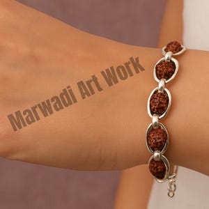 925 Sterling Silver Chain Rudraksha Bead Bracelet – Spiritual Meditation & Protection Jewelry for Men and Women - Handmade Silver Bracelet