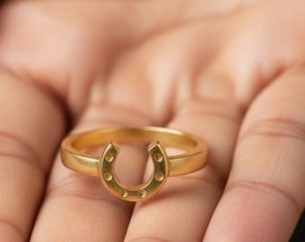 Vergoldeter Sterling Silber Hufeisen Ring, Western Style