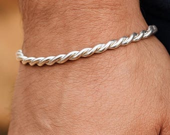 シルバーブレスレット 5mm ツイストロープブレスレット メンズ 