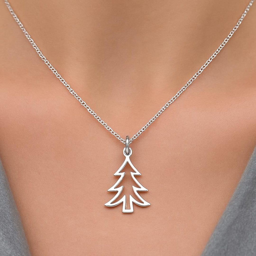 Sterling Silver Christmas Tree Necklace, Santa Charm Pendant - Etsy