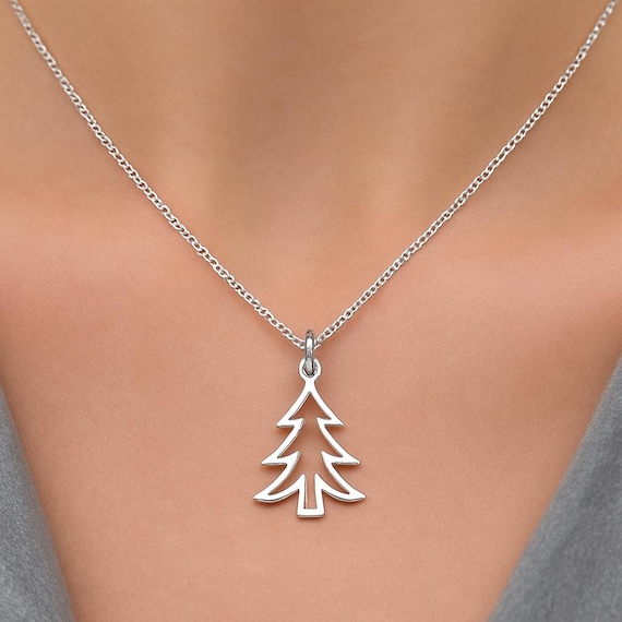 Sterling Silver Christmas Tree Necklace, Santa Charm Pendant - Etsy