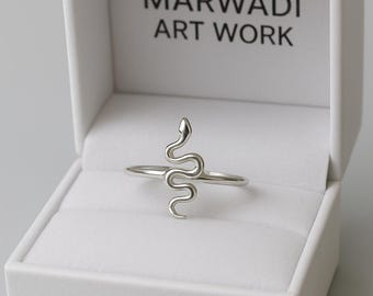 925 Sterling Silver Snake Ring | Dainty Serpent Stacking Ring Boho Gift for Her