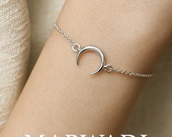 Halvmånearmband i 925 sterlingsilver | Elegant himmelsk kedjearmband för kvinnor, present till henne