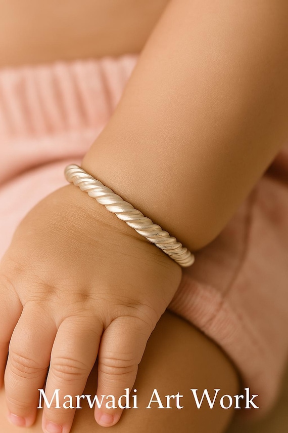 Sterling Silver Twisted Baby Bangle Bracelet, Adjustable Cuff - Etsy