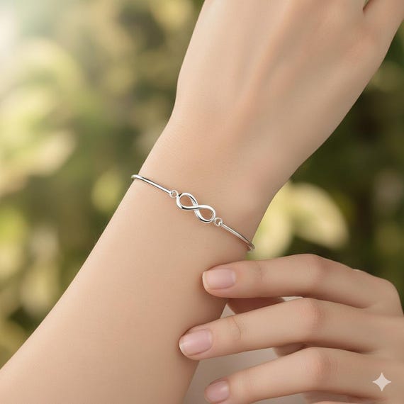 SILVER925 INFINITY BANGLE/シルバー/ブレスレット Sterling Silver Infinity Bangle Bracelet, Minimalist Stacking