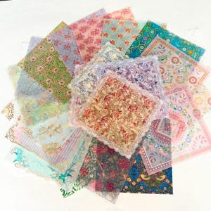 Japanese Tracing Paper Ephemera Pack: Floral, Marble & Lace Cut Designs