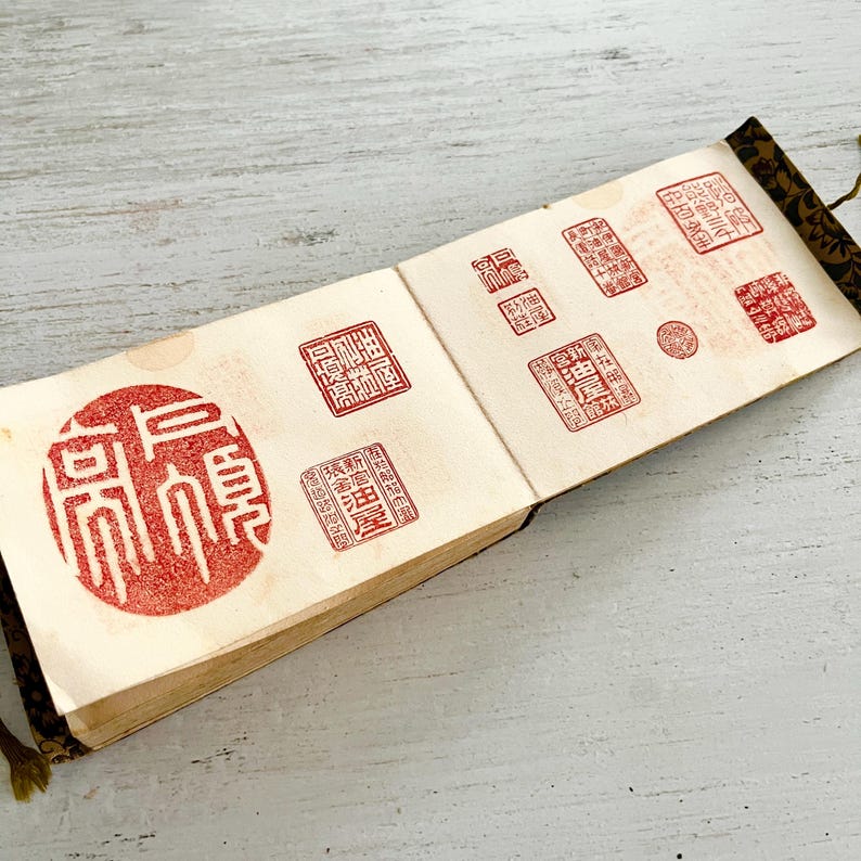 Stamp Book Pattern Vintage Japanese Goshuin Stamp Book – Showa Era Shrine & Travel Stamps ...