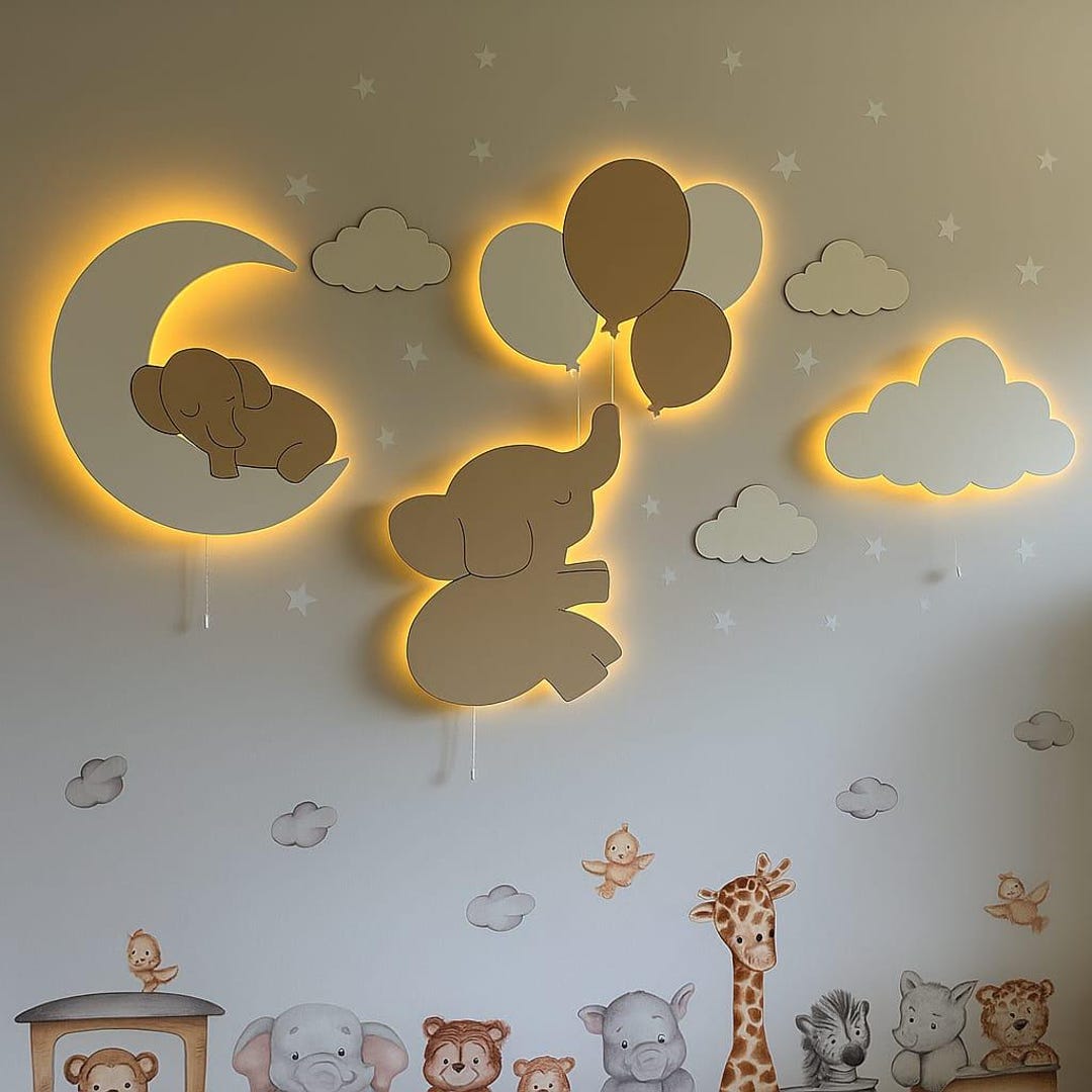 Set of 4 Baby Room Lamp, Personalized Nursery Night Light Cloud Wall — free download