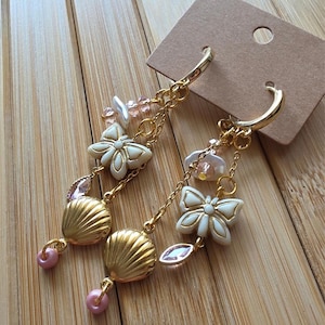 Earrings, butterfly, elegant earrings, drop earrings, summer jewelry, shell, fashion jewelry, jewelry gift, shell pendant