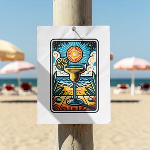 Tarotkaart, vakantie, zomer, cocktail, tequila, PNG-ontwerp, digitale download