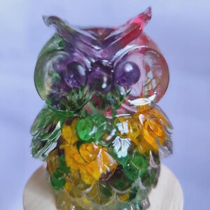 Epoxy resin lamp with dried flowers &quot;Owl&quot;