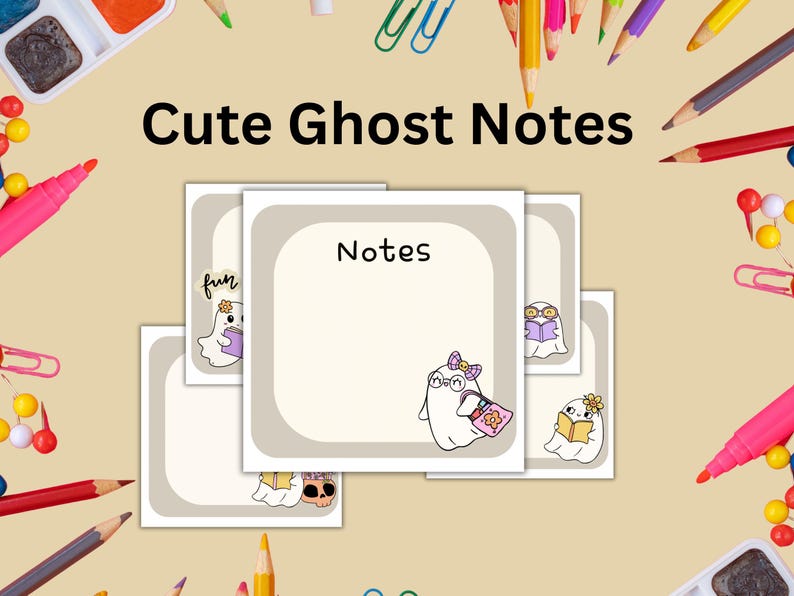 Cute Ghost Notes | Kawaii Printable Notepad Pages | Digital Planner ...