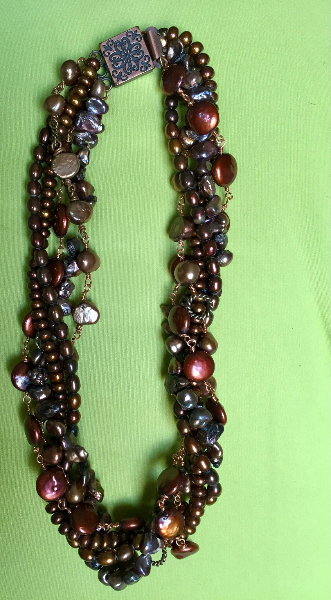 Fresh Water Pearls Warm Bronze Elegant Necklace . Choker . Etsy