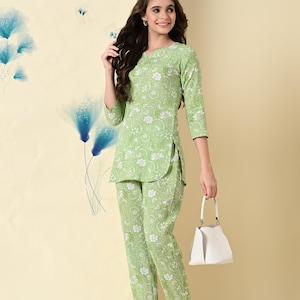 Elegant Green Spring Co-ord Set | Stylish Two-Piece Outfit for Women