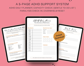 ADHD Daily Planner Printable | Time Blocking, Task Paralysis & Focus Support | Digital PDF