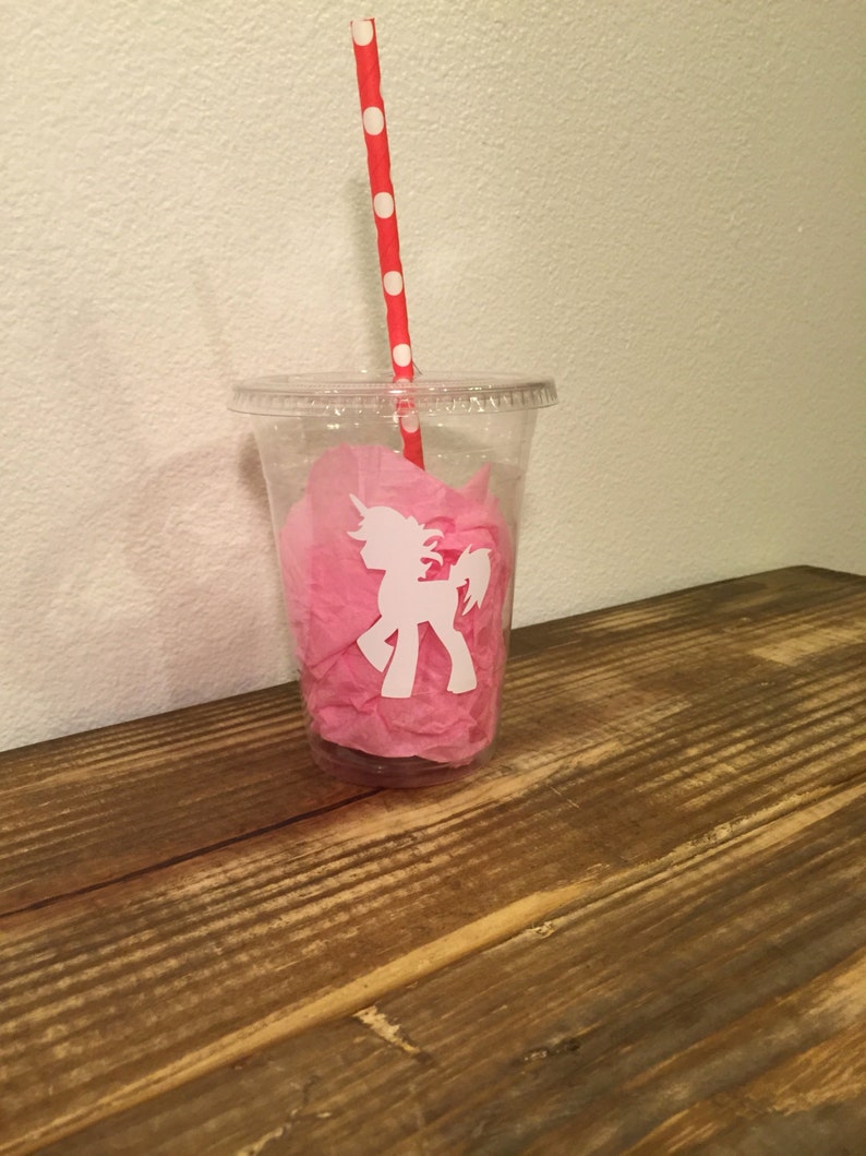 Unicorn plastic cups 10 cups with lids and straws 16oz Etsy