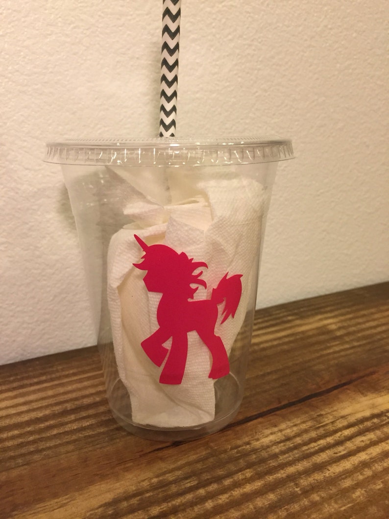 Unicorn plastic cups 10 cups with lids and straws 16oz Etsy