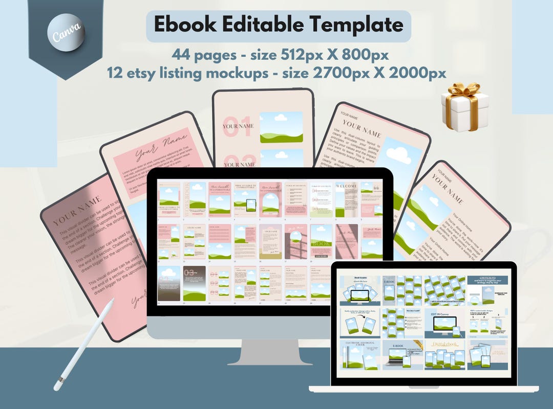 Editable Ebook Template for Canva , 44-page Workbook Template ...