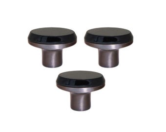 Black Onyx Gemstone Cabinet Knob | Graphite Brass Drawer Pull