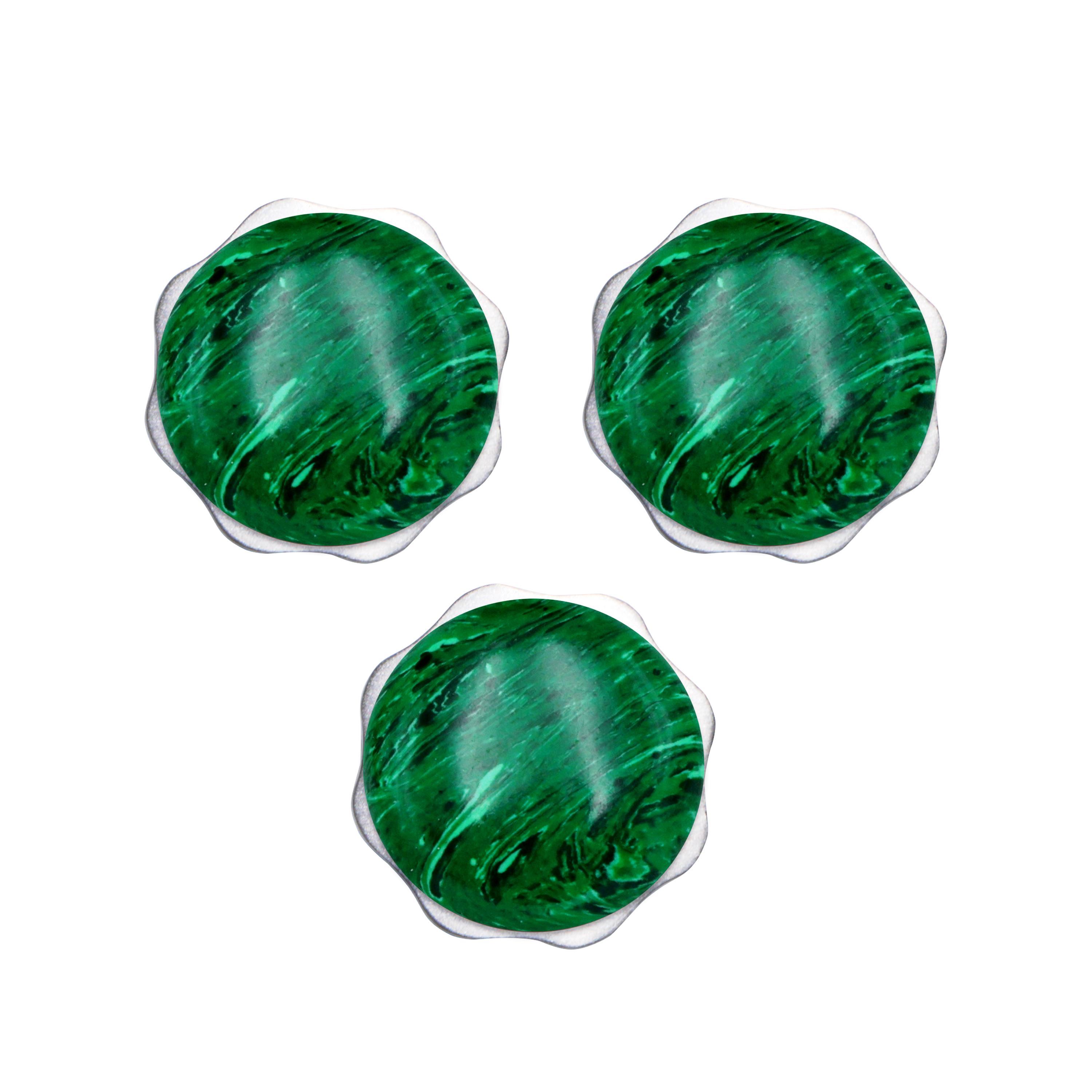 Handmade Malachite Gemstone Knob | Satin Finish Brass Flower
