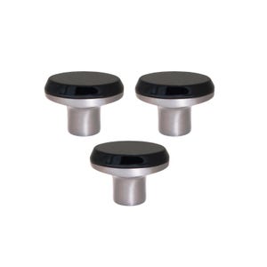 Black Onyx Cabinet Knob | Satin Brass Drawer Pull, Natural Stone Hardware