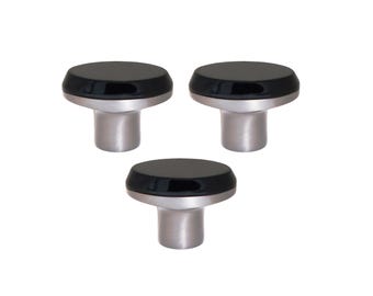 Black Onyx Cabinet Knob | Satin Brass Drawer Pull, Natural Stone Hardware