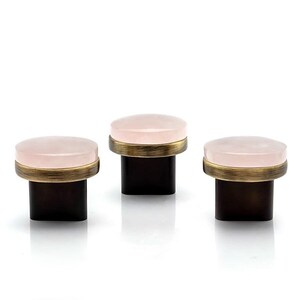 Handmade cabinet drawer knob and pull of rose quartz gemstone small round