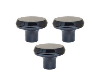 Black Onyx Gemstone Cabinet Knob | Black Brass Drawer Pull