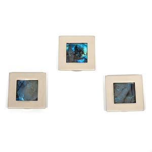 Handmade cabinet drawer knob and pull of labradorite gemstone square