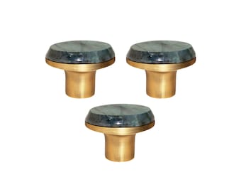 Handmade Labradorite Cabinet Knob | Antique Brass Drawer Pull