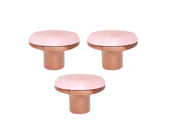 Pomello per mobile in quarzo rosa / Pomello per cassetto in ottone oro rosa