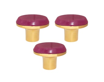 Pink Jade Cabinet Knob | Gold Brass Drawer Pull, Natural Stone Hardware