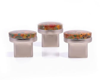 Handmade cabinet drawer knob and pull of jasper gemstone small round