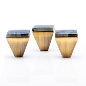 Handmade cabinet drawer knob and pull of labradorite gemstone square