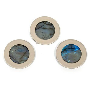 Handmade cabinet drawer knob and pull of labradorite gemstone round