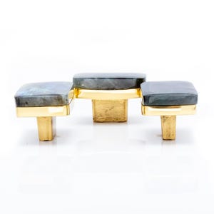 Handmade cabinet drawer knob and pull of labradorite gemstone rectangle