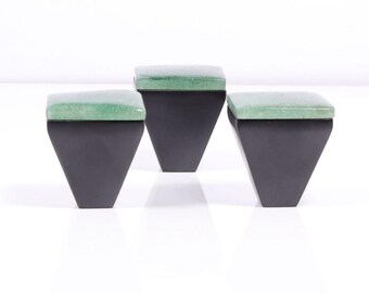Handmade cabinet drawer knob and pull of green strawberry gemstone square