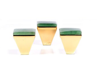 Handmade cabinet drawer knob and pull of green strawberry gemstone square