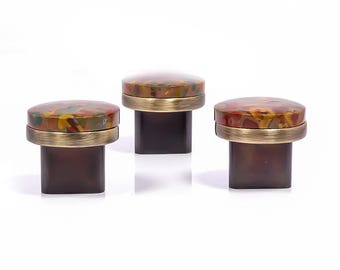 Handmade cabinet drawer knob and pull of jasper gemstone small round