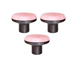 Pomello per mobile in quarzo rosa fatto a mano / Pomello per cassetto in ottone grafite
