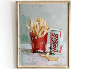 Coca Cola and Fries Art Print: Retro Kitchen Bar Cart Decor