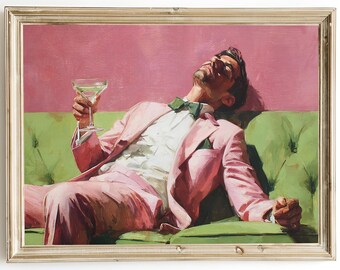 Man with Martini Wall Art – Quiet Moment Portrait