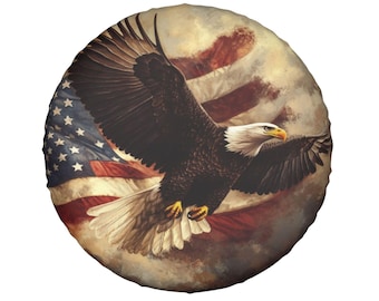 Spare Tire Cover – American Flag Bald Eagle Design, Patriotic Tire Cover for  SUV RV Camper, Waterproof UV Resistant