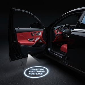 Juego de 2 proyectores de luz de bienvenida personalizados para puertas de coche, luces de cortesía con logotipo personalizado, texto personalizado, foto o imagen, accesorios para coche, regalo para él o papá.