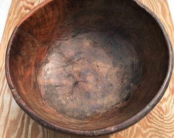 Vintage Old hand-carved wooden bowl